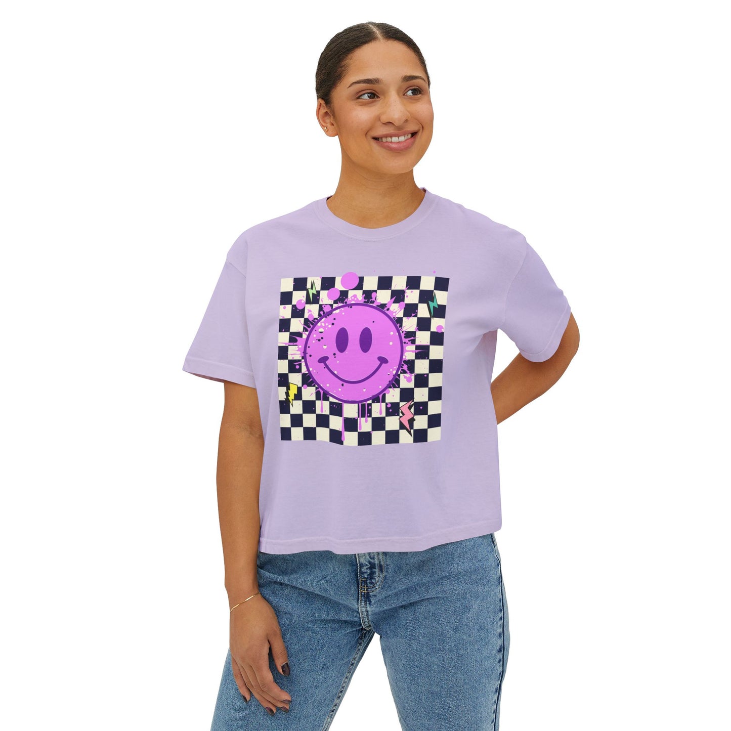 Retro Smiley Face Short-Sleeve T-shirt.