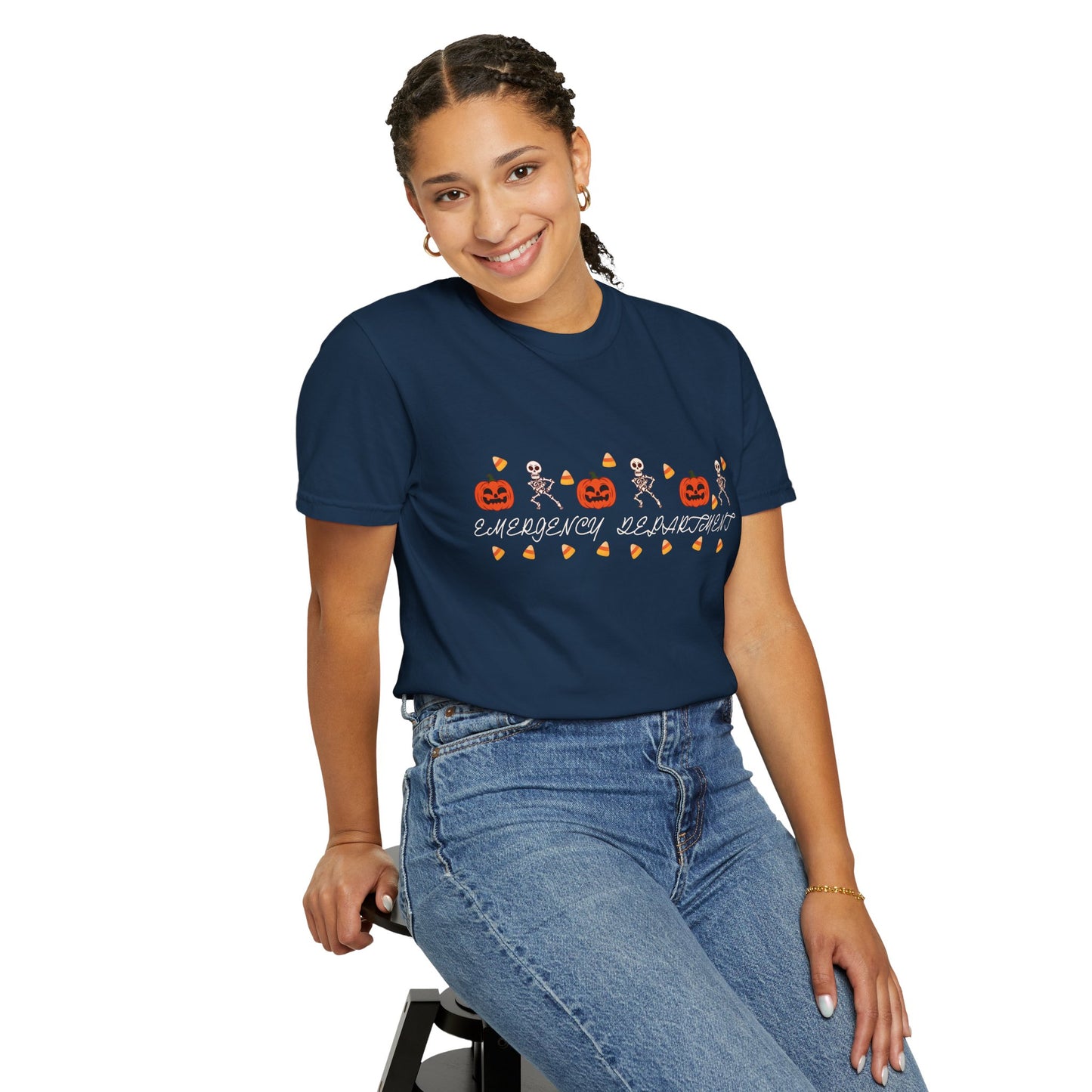 Comfort Colors® “Emergency Department” Skeleton & Pumpkin Tee