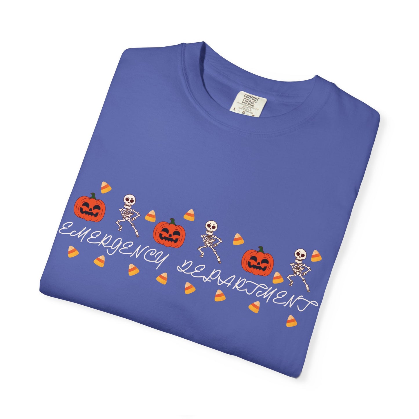 Comfort Colors® “Emergency Department” Skeleton & Pumpkin Tee