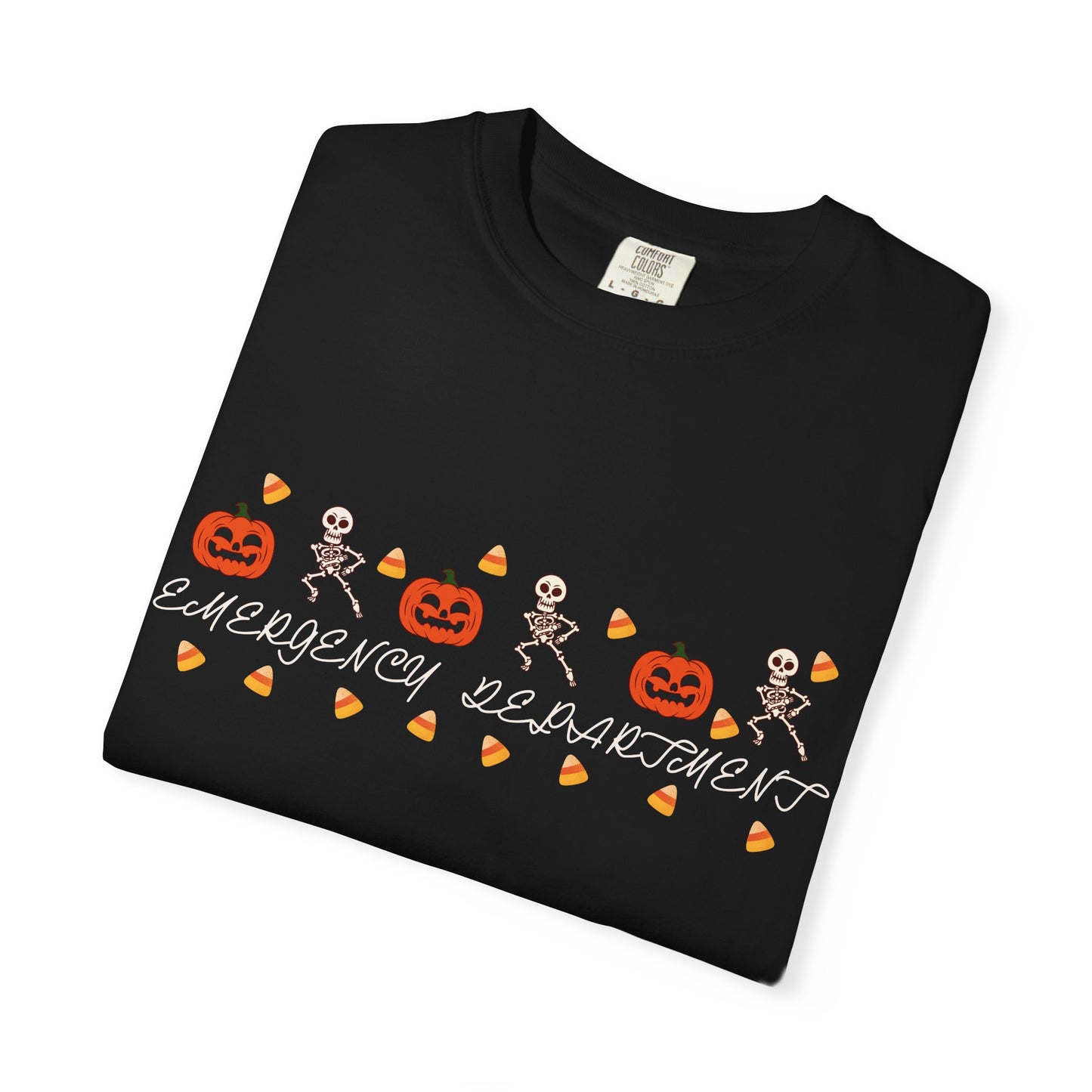 Comfort Colors® “Emergency Department” Skeleton & Pumpkin Tee