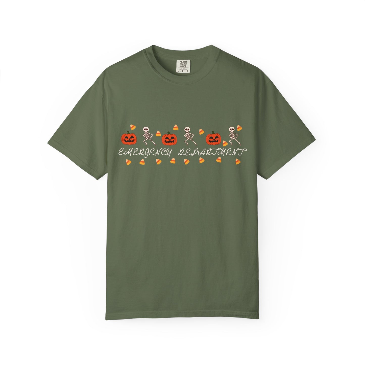 Comfort Colors® “Emergency Department” Skeleton & Pumpkin Tee
