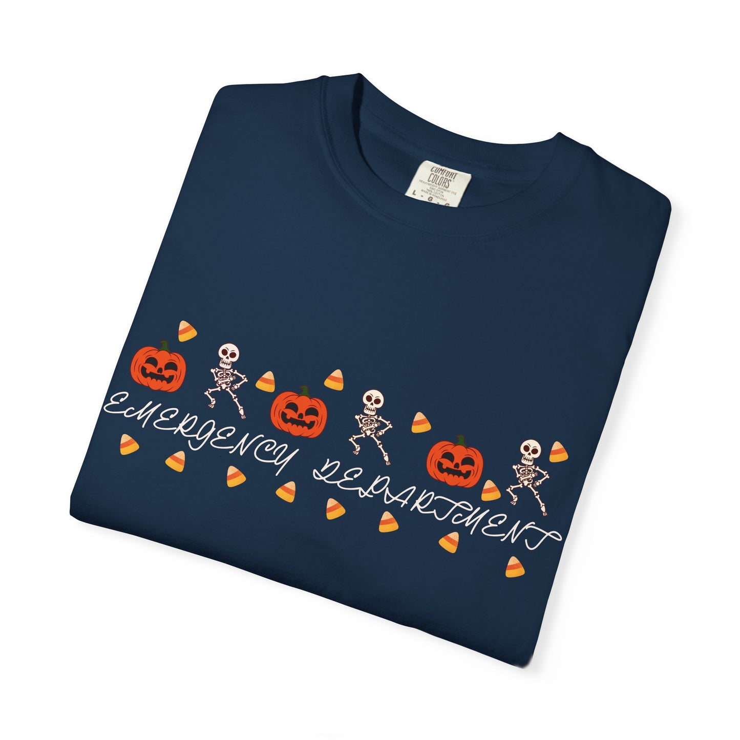 Comfort Colors® “Emergency Department” Skeleton & Pumpkin Tee