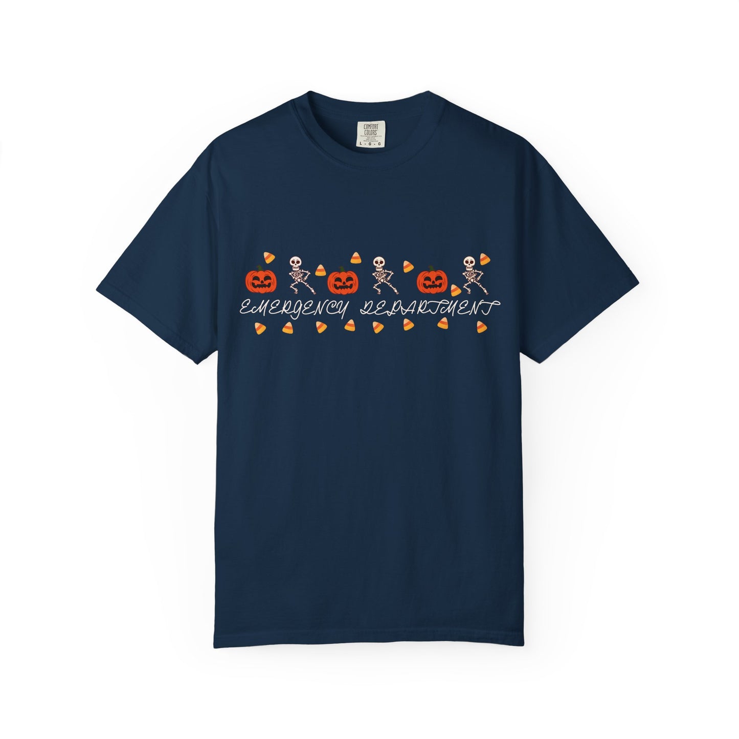 Comfort Colors® “Emergency Department” Skeleton & Pumpkin Tee