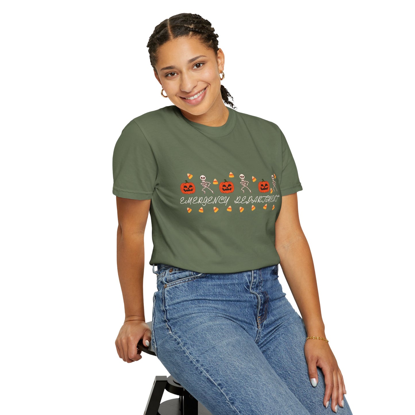 Comfort Colors® “Emergency Department” Skeleton & Pumpkin Tee