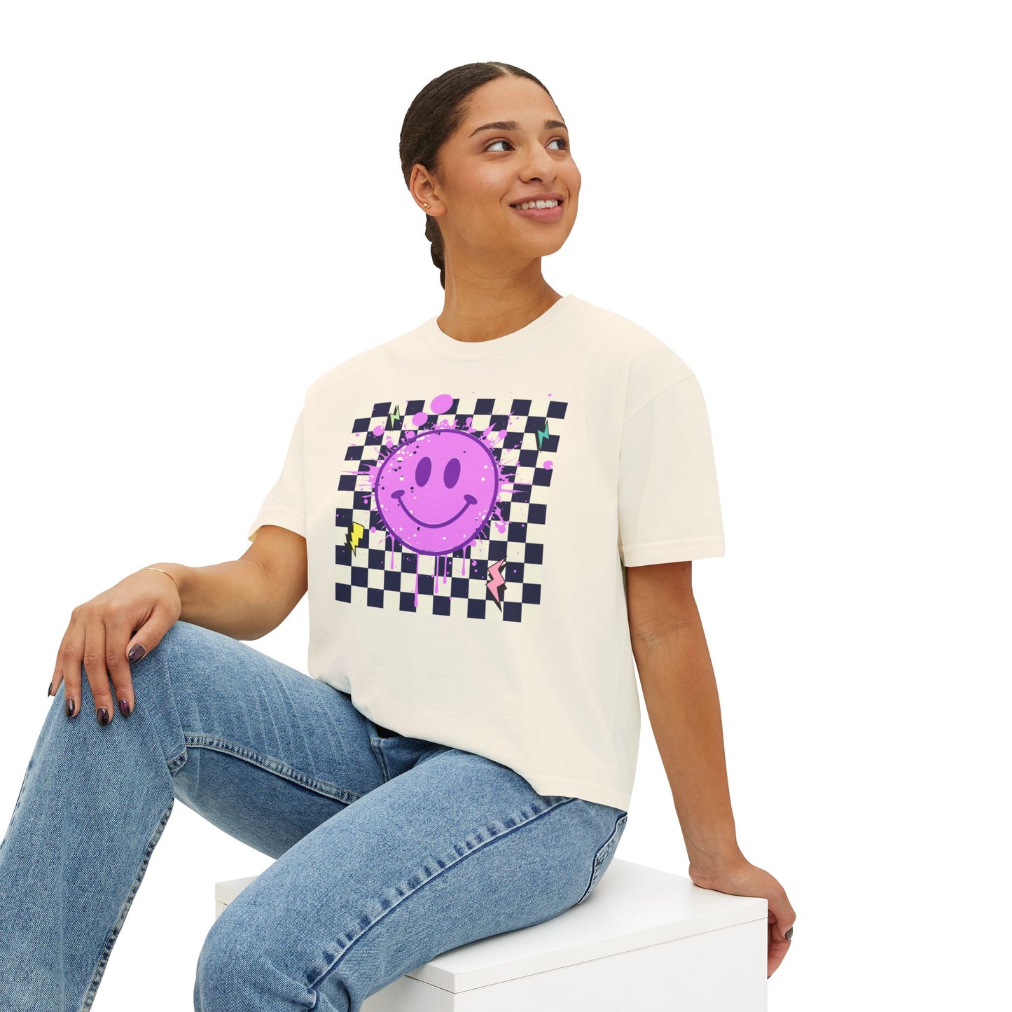 Retro Smiley Face Short-Sleeve T-shirt.