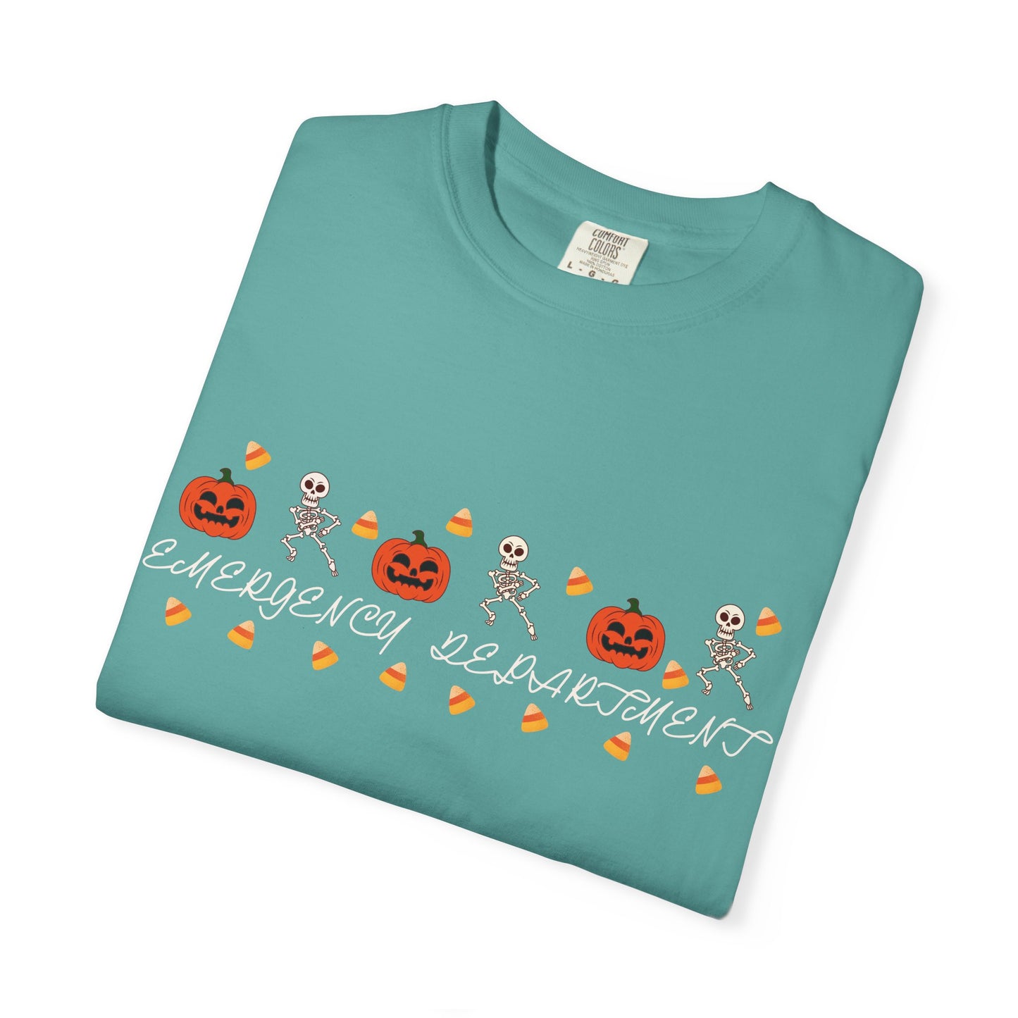 Comfort Colors® “Emergency Department” Skeleton & Pumpkin Tee