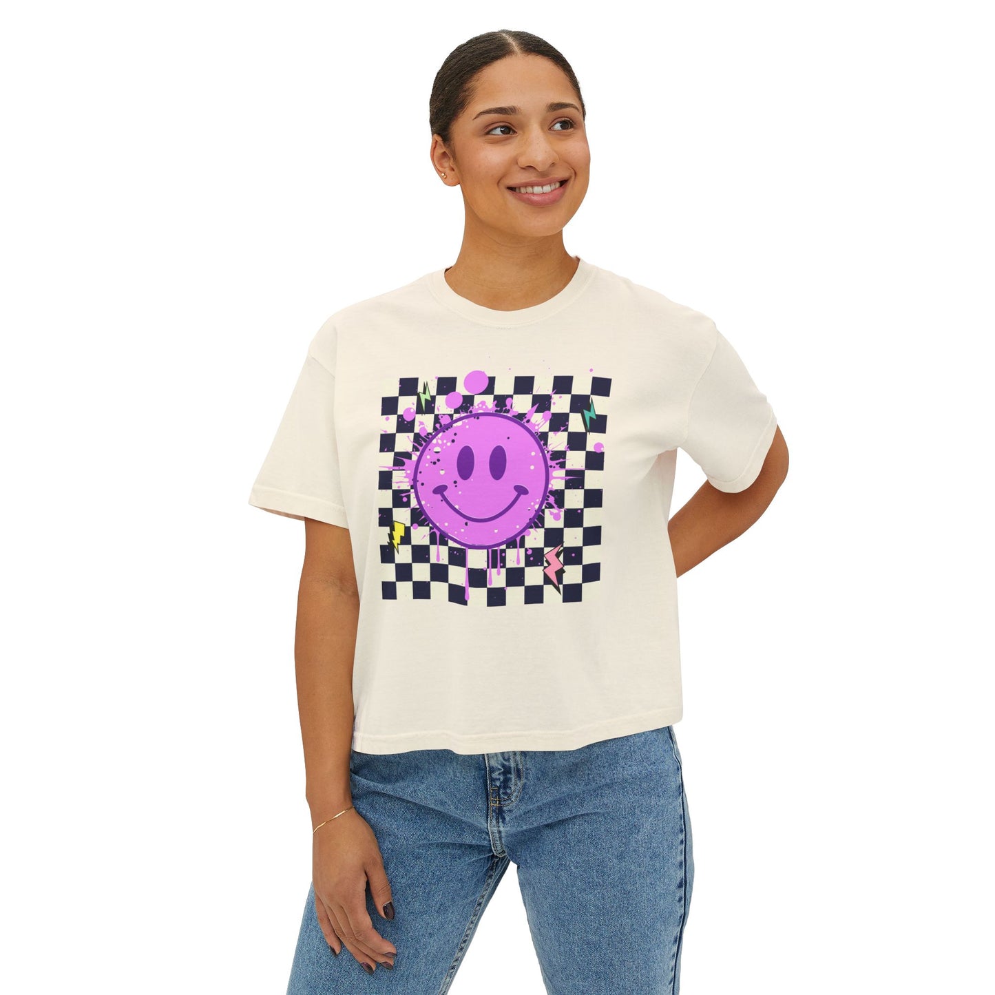 Retro Smiley Face Short-Sleeve T-shirt.