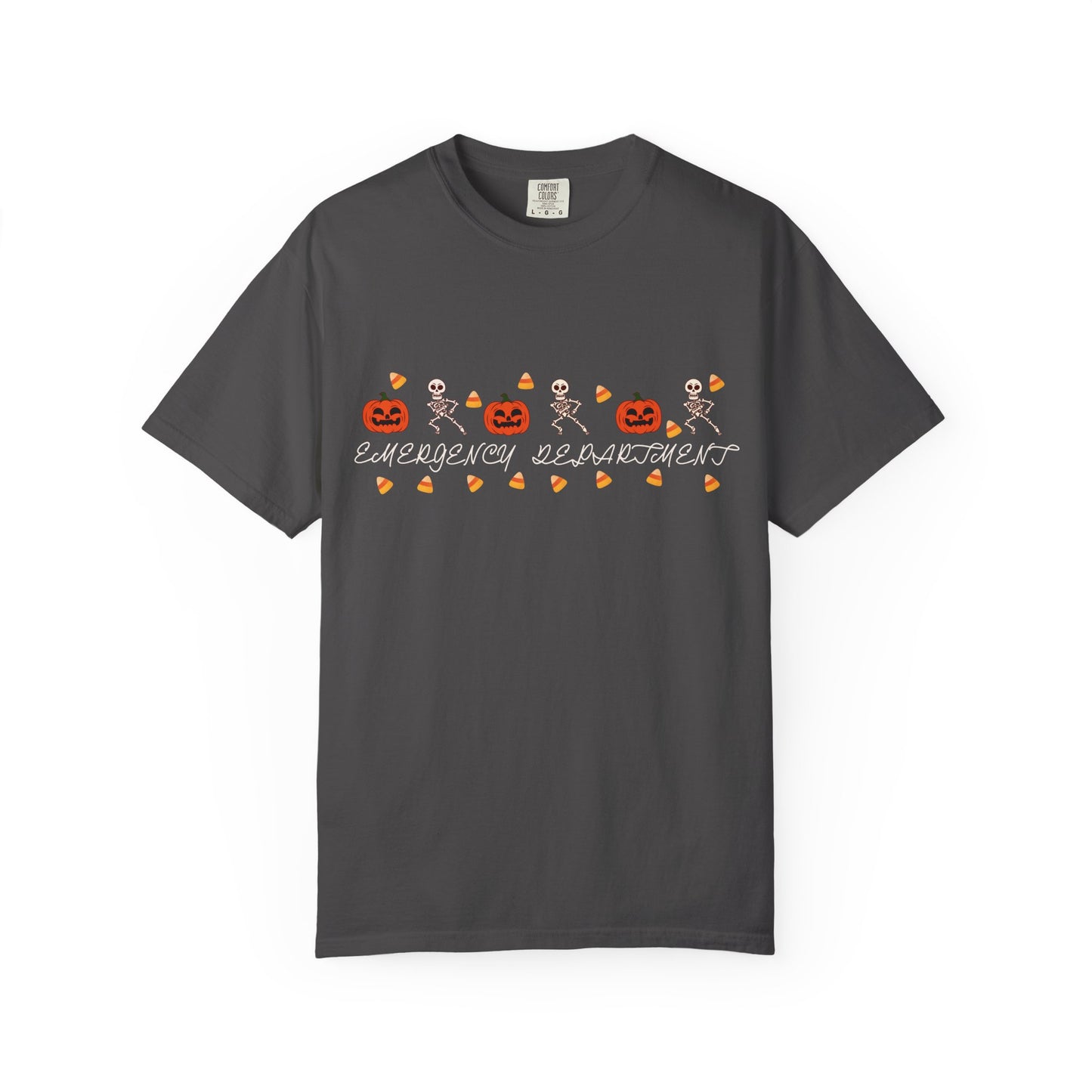 Comfort Colors® “Emergency Department” Skeleton & Pumpkin Tee