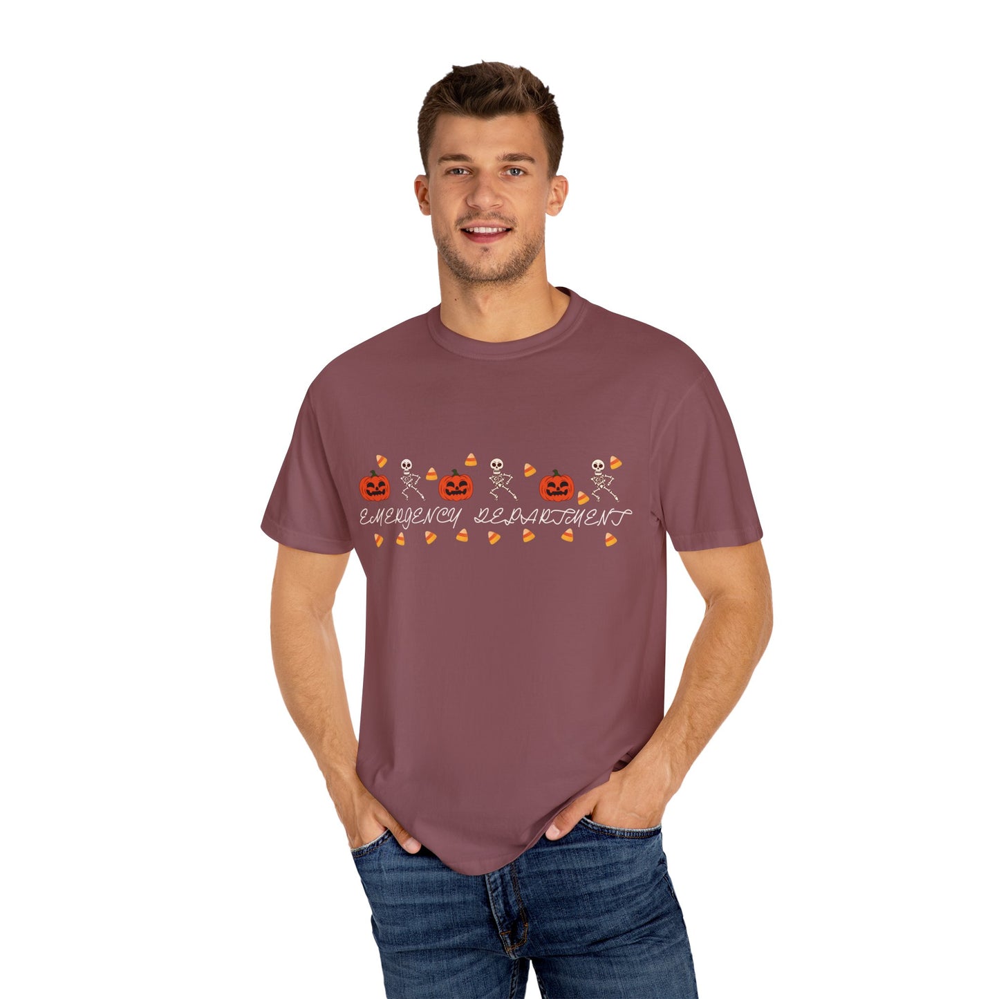 Comfort Colors® “Emergency Department” Skeleton & Pumpkin Tee