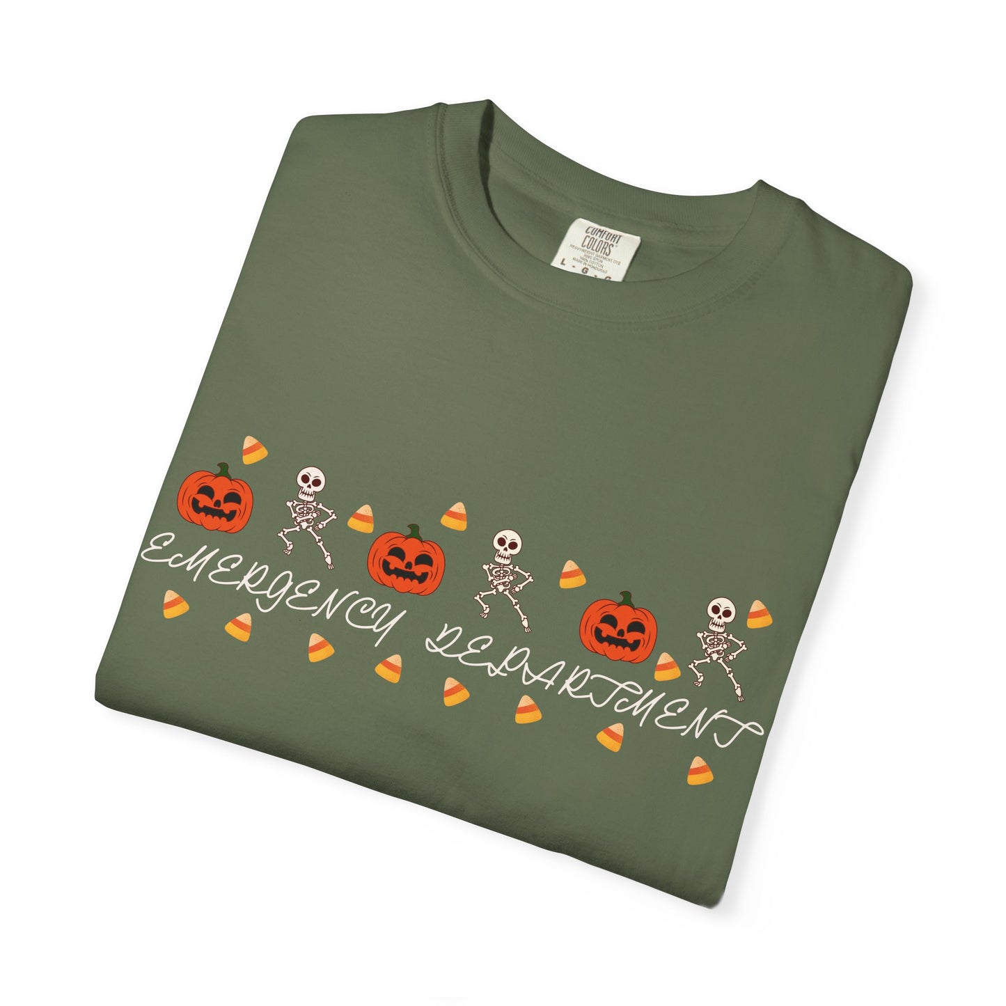 Comfort Colors® “Emergency Department” Skeleton & Pumpkin Tee
