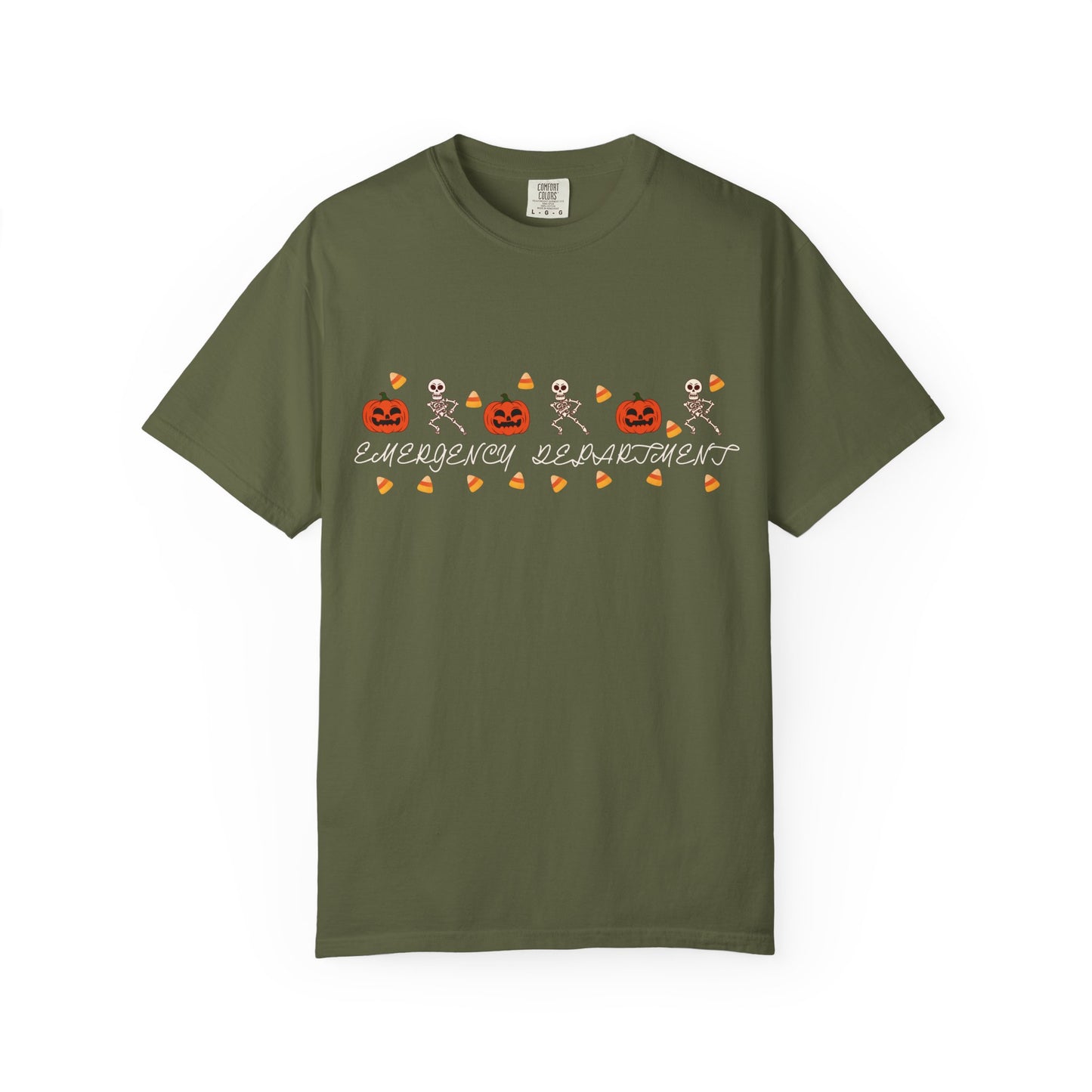 Comfort Colors® “Emergency Department” Skeleton & Pumpkin Tee