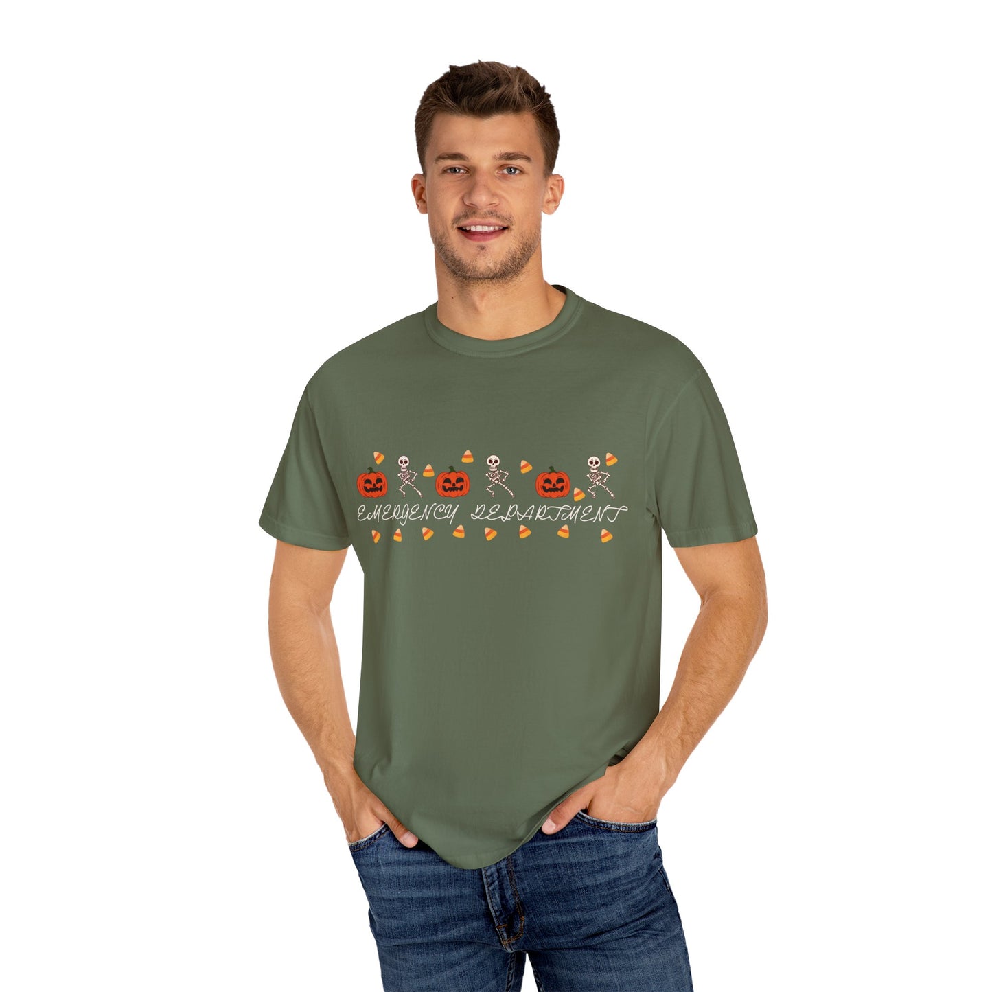 Comfort Colors® “Emergency Department” Skeleton & Pumpkin Tee