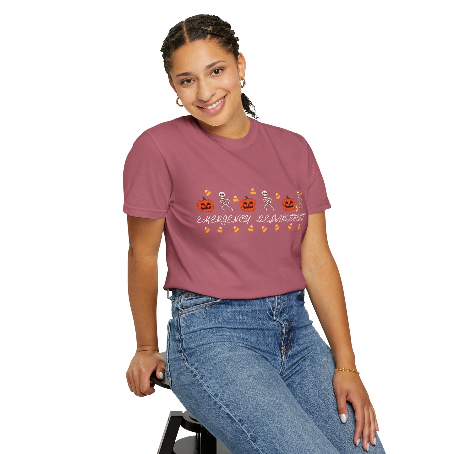 Comfort Colors® “Emergency Department” Skeleton & Pumpkin Tee