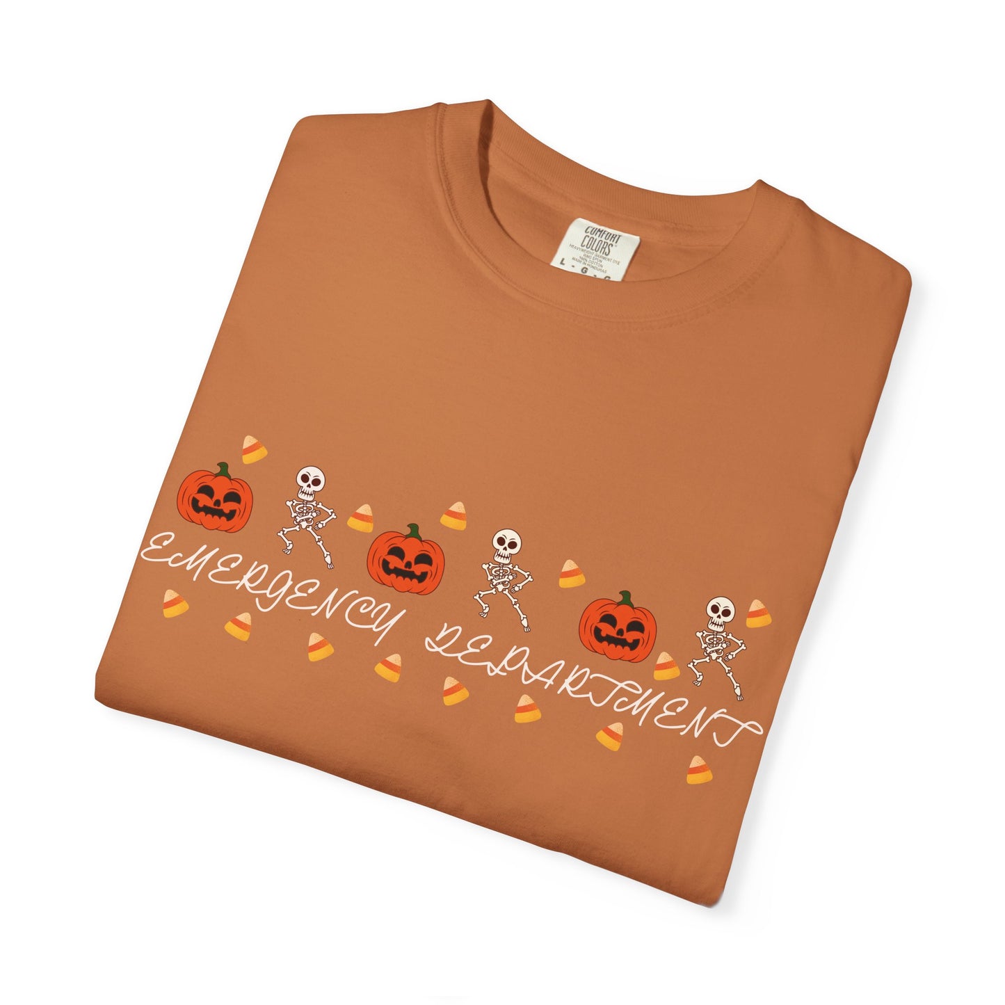 Comfort Colors® “Emergency Department” Skeleton & Pumpkin Tee