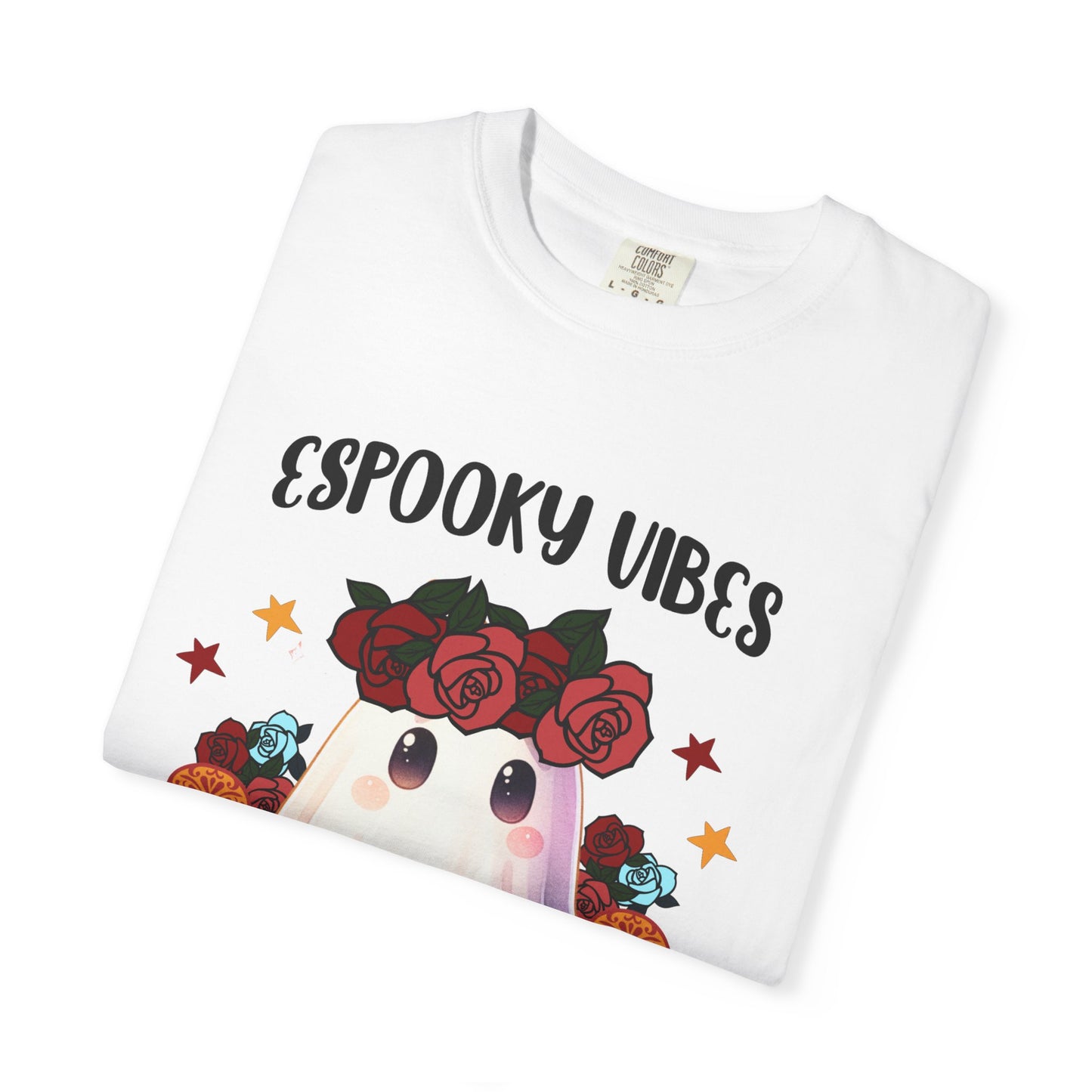 Short sleeve "ESPOOKY VIBES" comfort color t-shirt.