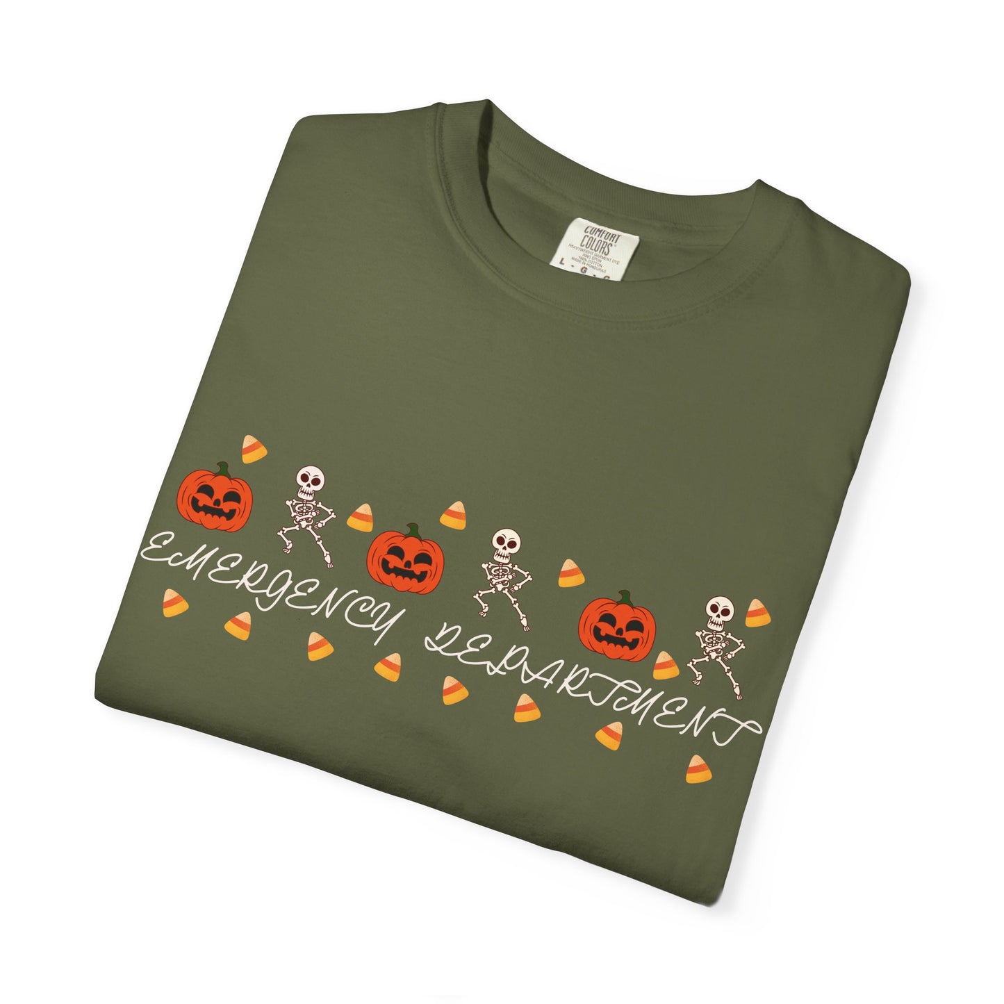 Comfort Colors® “Emergency Department” Skeleton & Pumpkin Tee