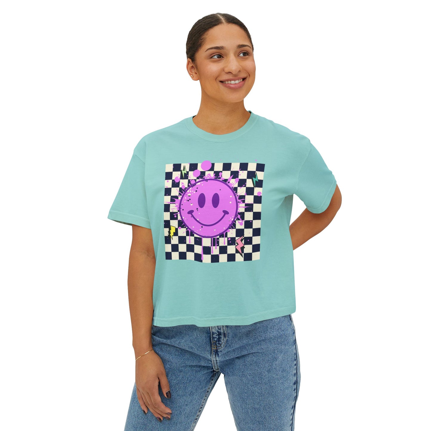 Retro Smiley Face Short-Sleeve T-shirt.