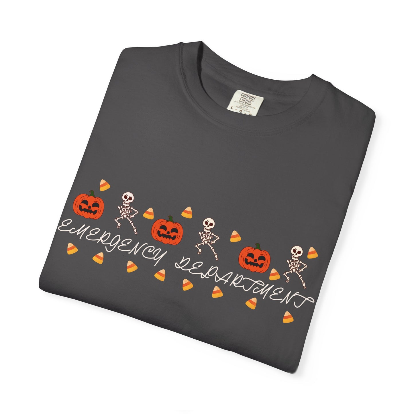 Comfort Colors® “Emergency Department” Skeleton & Pumpkin Tee