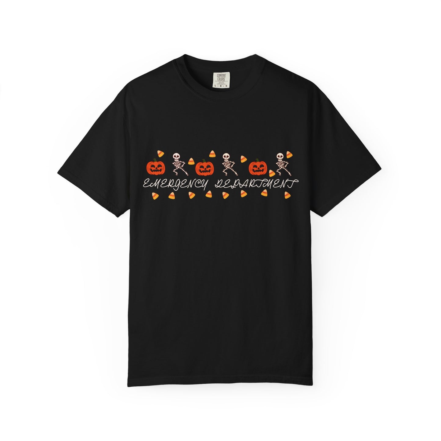 Comfort Colors® “Emergency Department” Skeleton & Pumpkin Tee