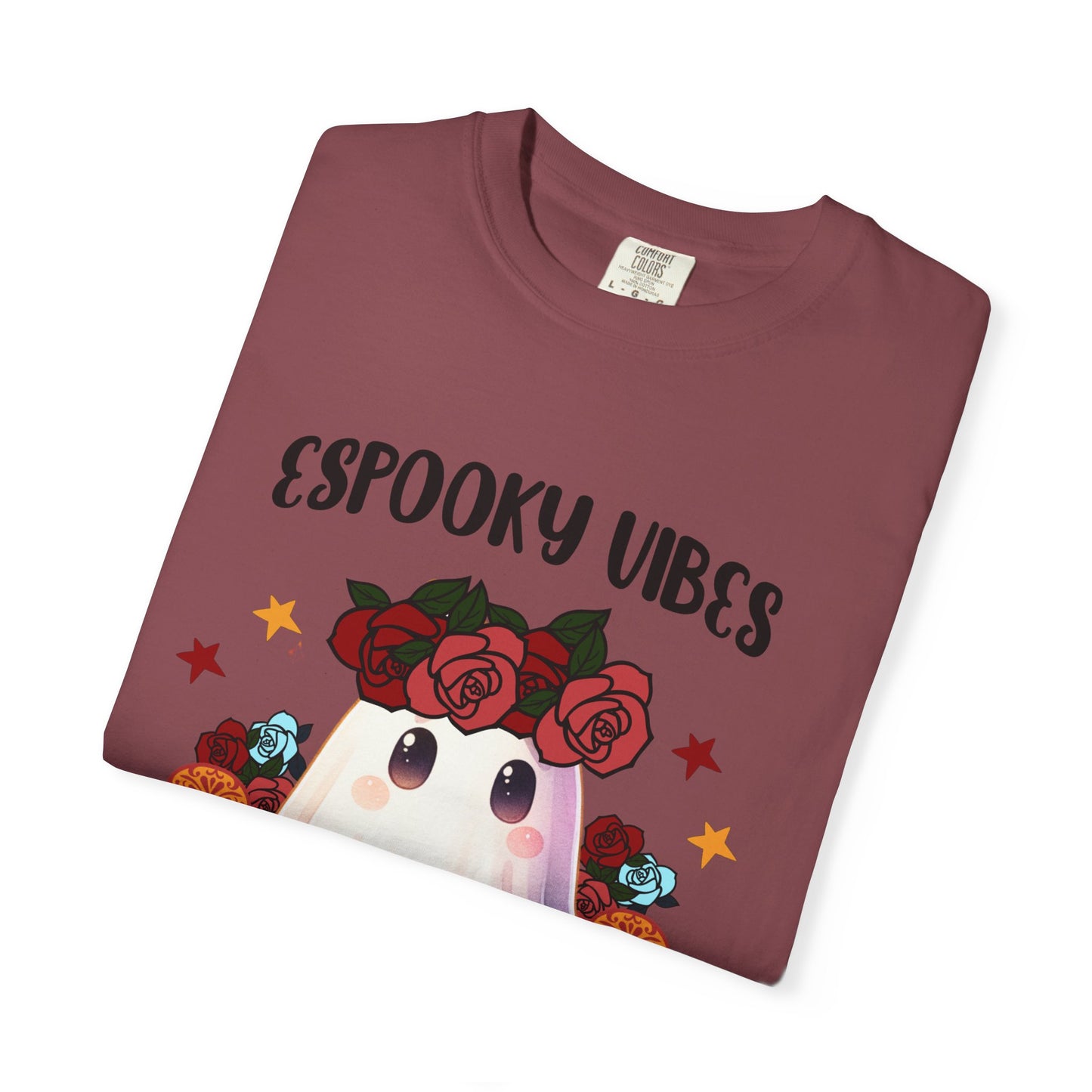 Short sleeve "ESPOOKY VIBES" comfort color t-shirt.