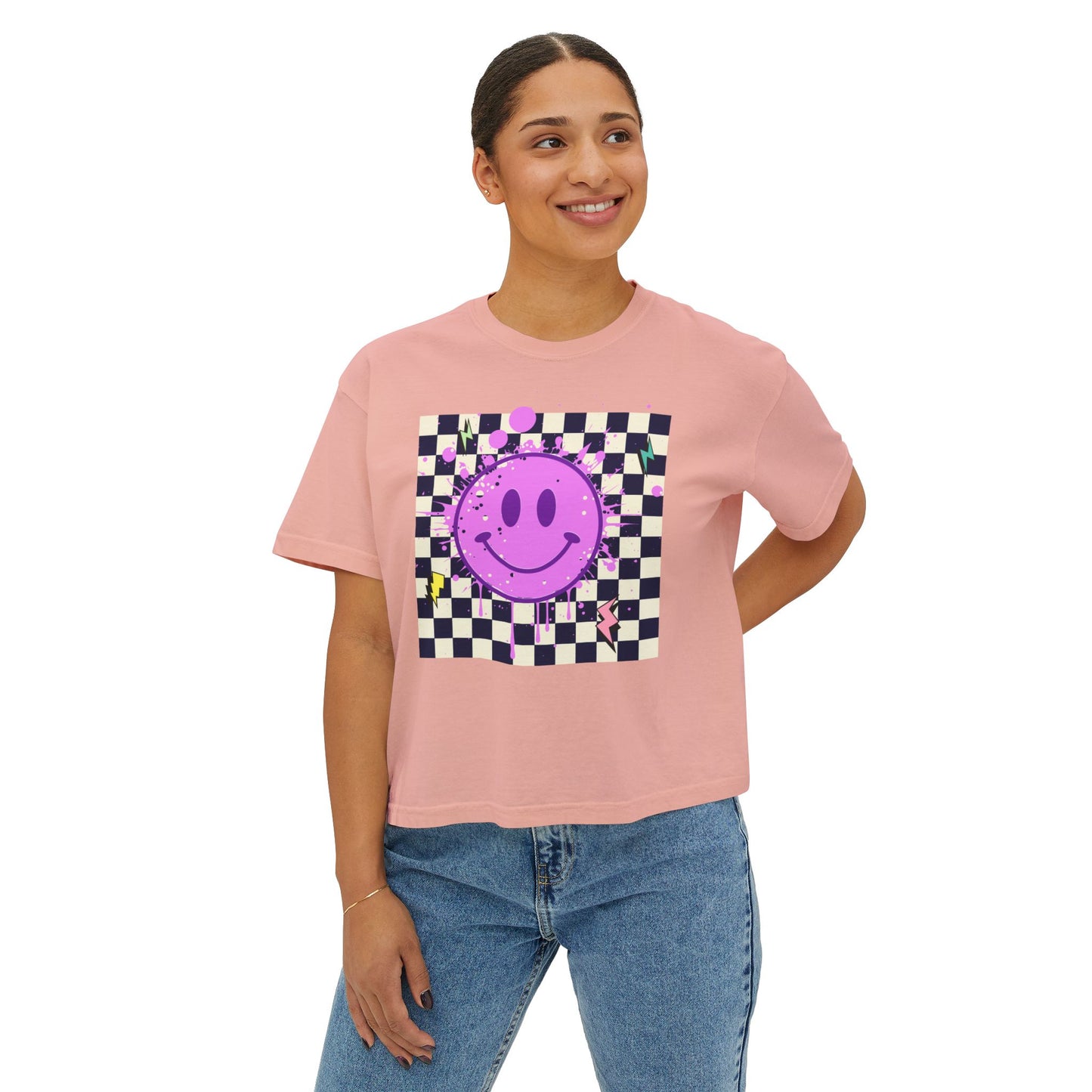 Retro Smiley Face Short-Sleeve T-shirt.