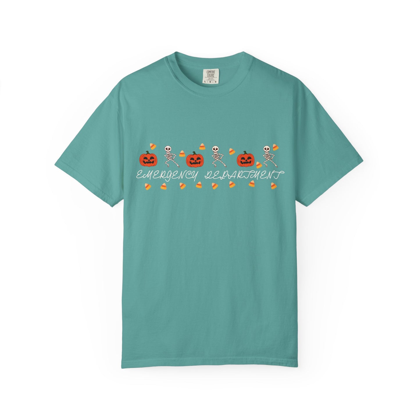 Comfort Colors® “Emergency Department” Skeleton & Pumpkin Tee