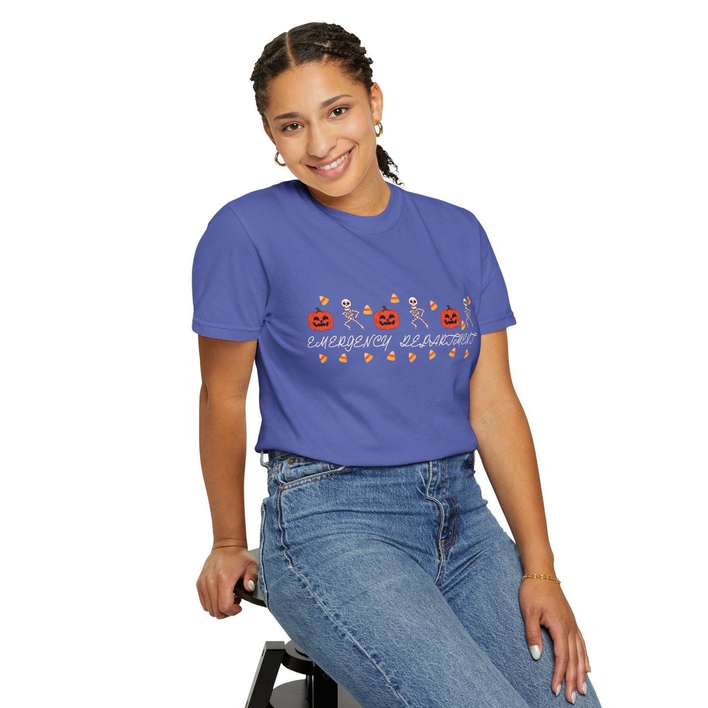 Comfort Colors® “Emergency Department” Skeleton & Pumpkin Tee