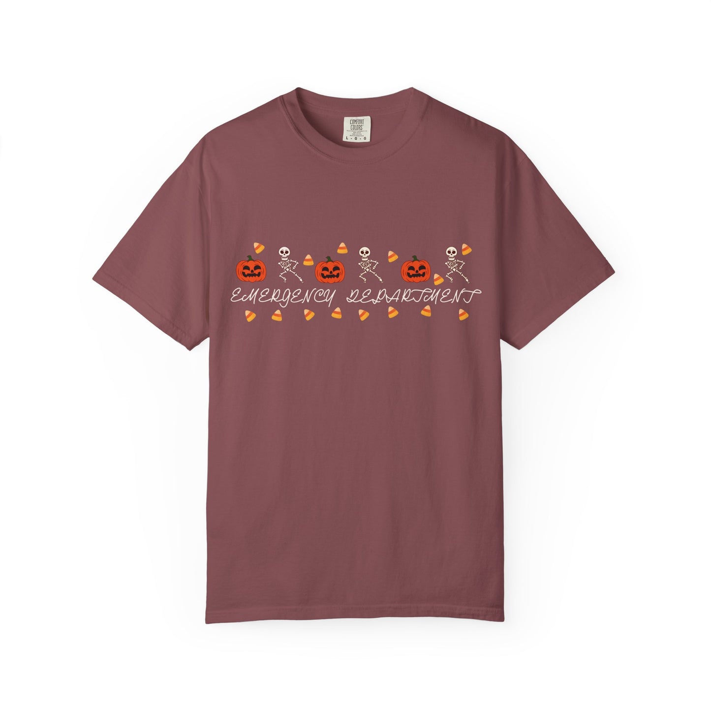 Comfort Colors® “Emergency Department” Skeleton & Pumpkin Tee