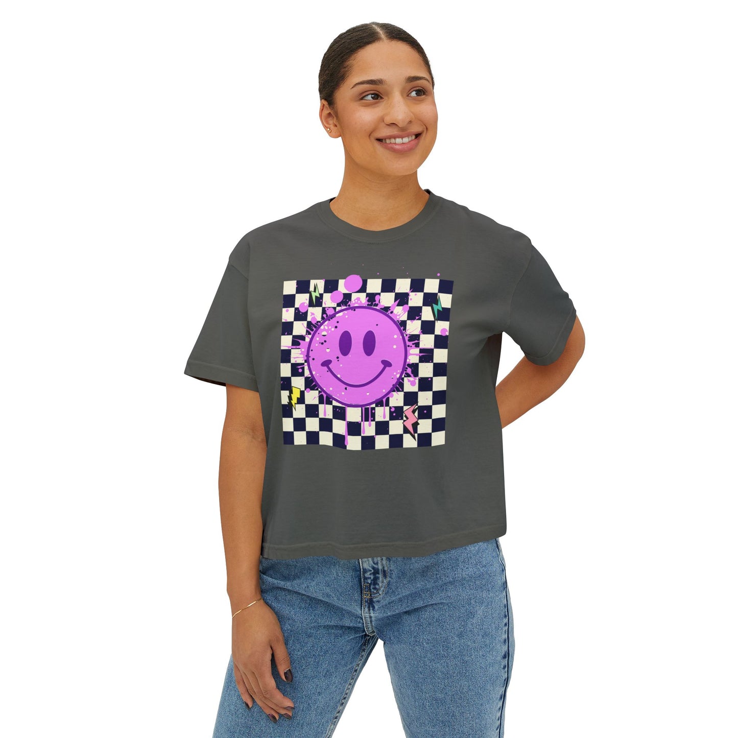 Retro Smiley Face Short-Sleeve T-shirt.