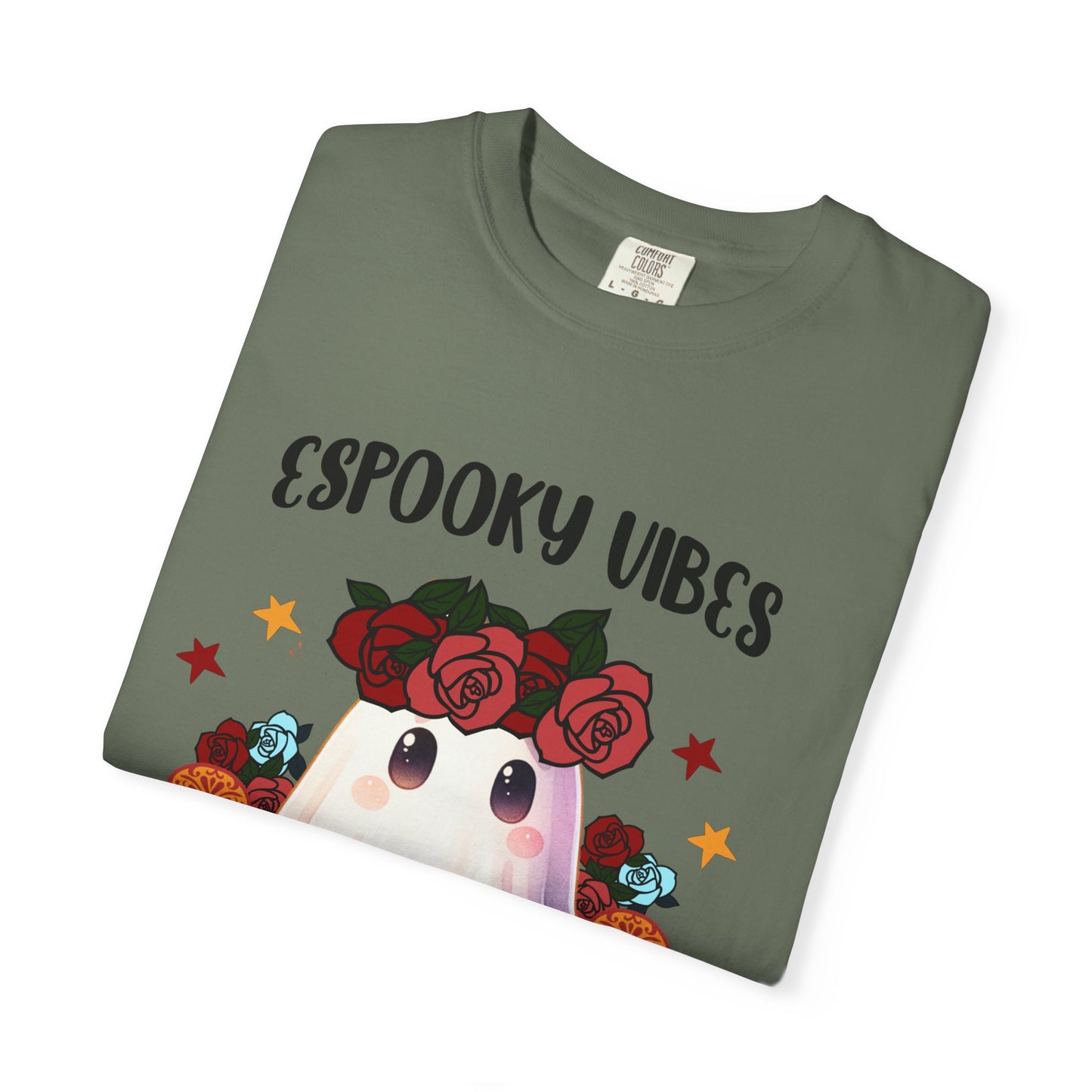 Short sleeve "ESPOOKY VIBES" comfort color t-shirt.