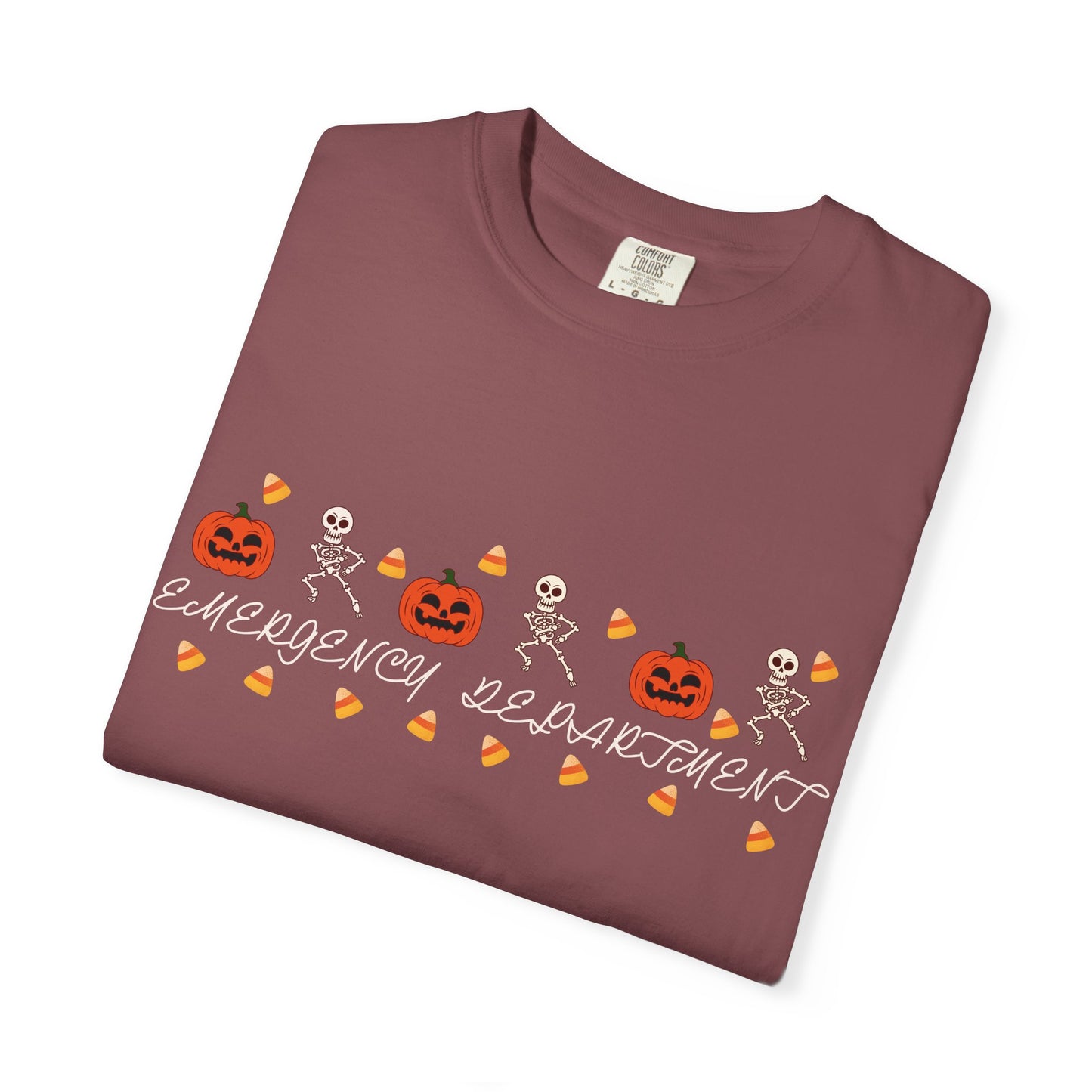 Comfort Colors® “Emergency Department” Skeleton & Pumpkin Tee