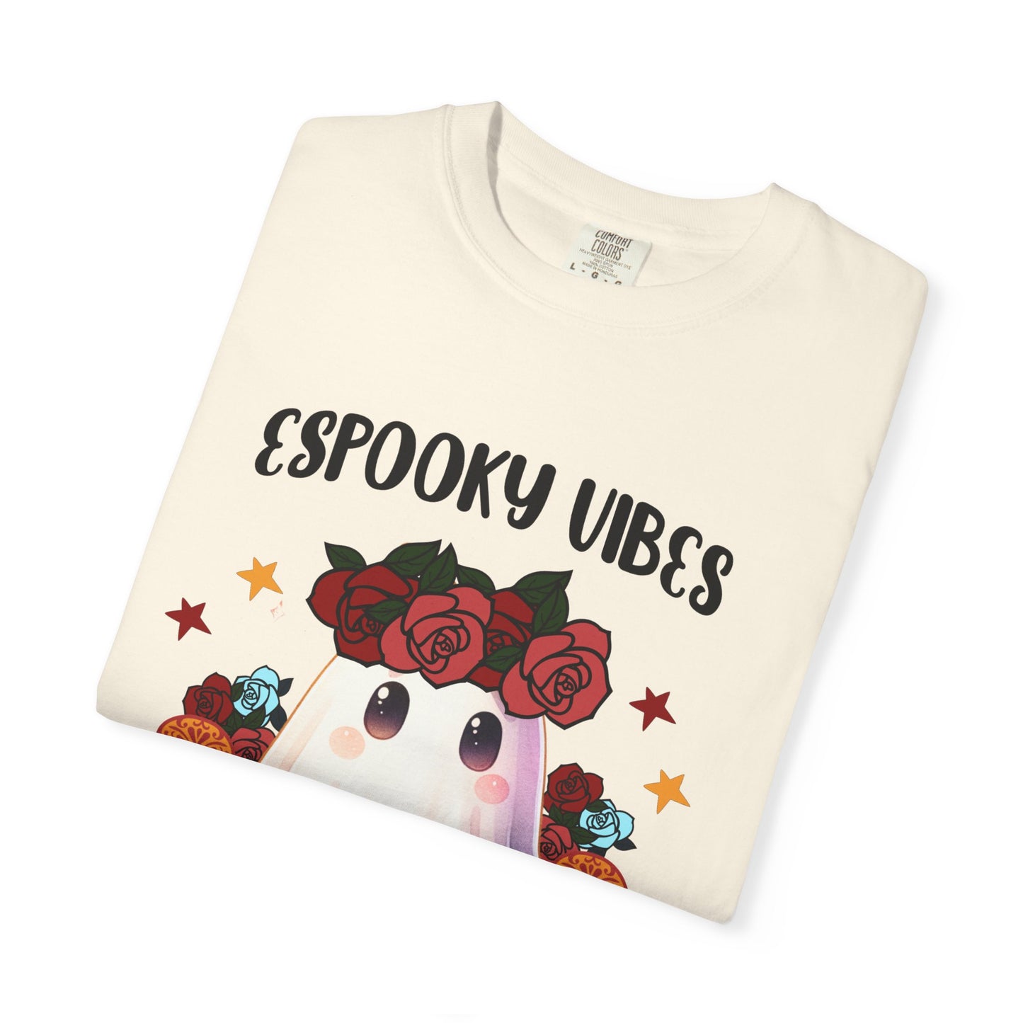 Short sleeve "ESPOOKY VIBES" comfort color t-shirt.