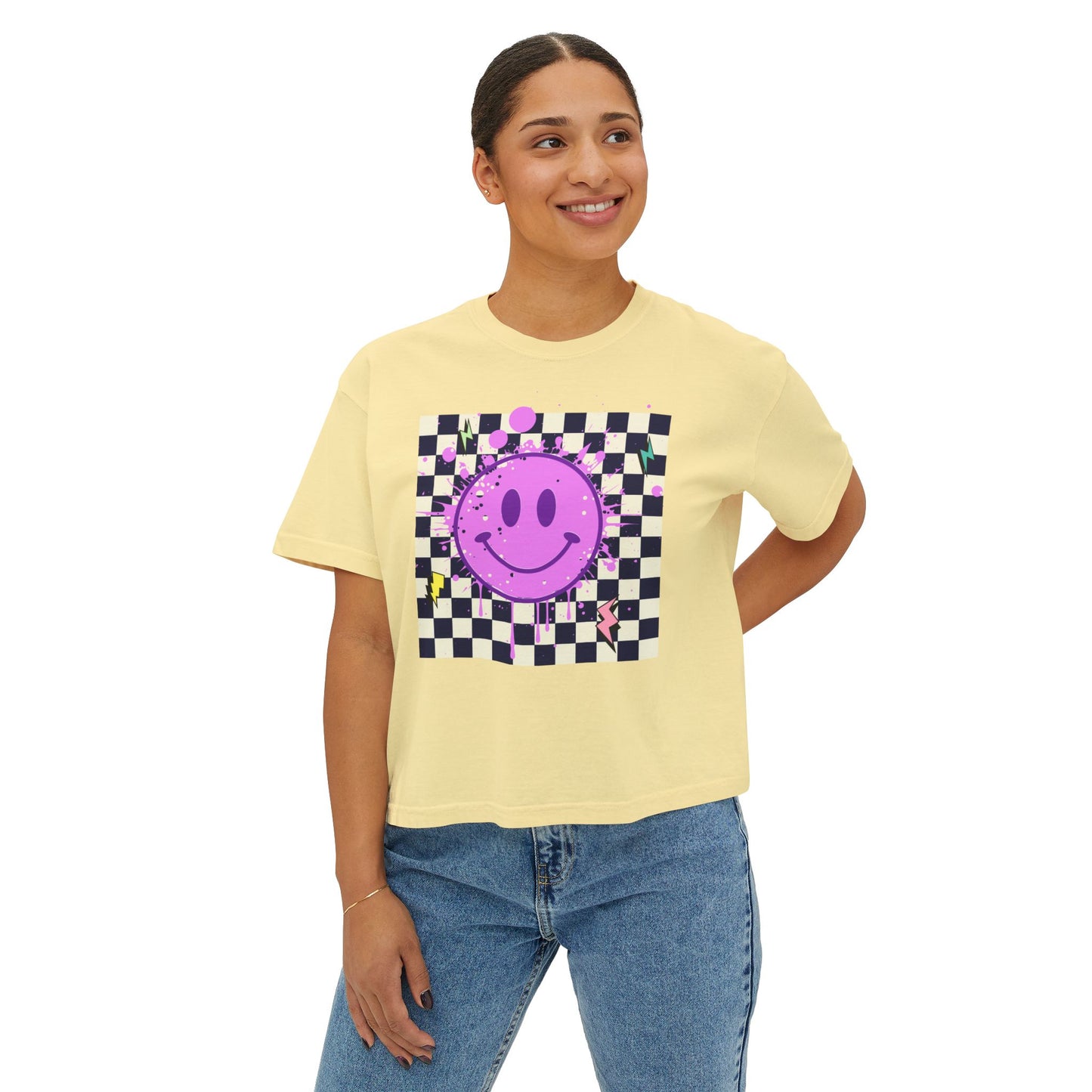 Retro Smiley Face Short-Sleeve T-shirt.