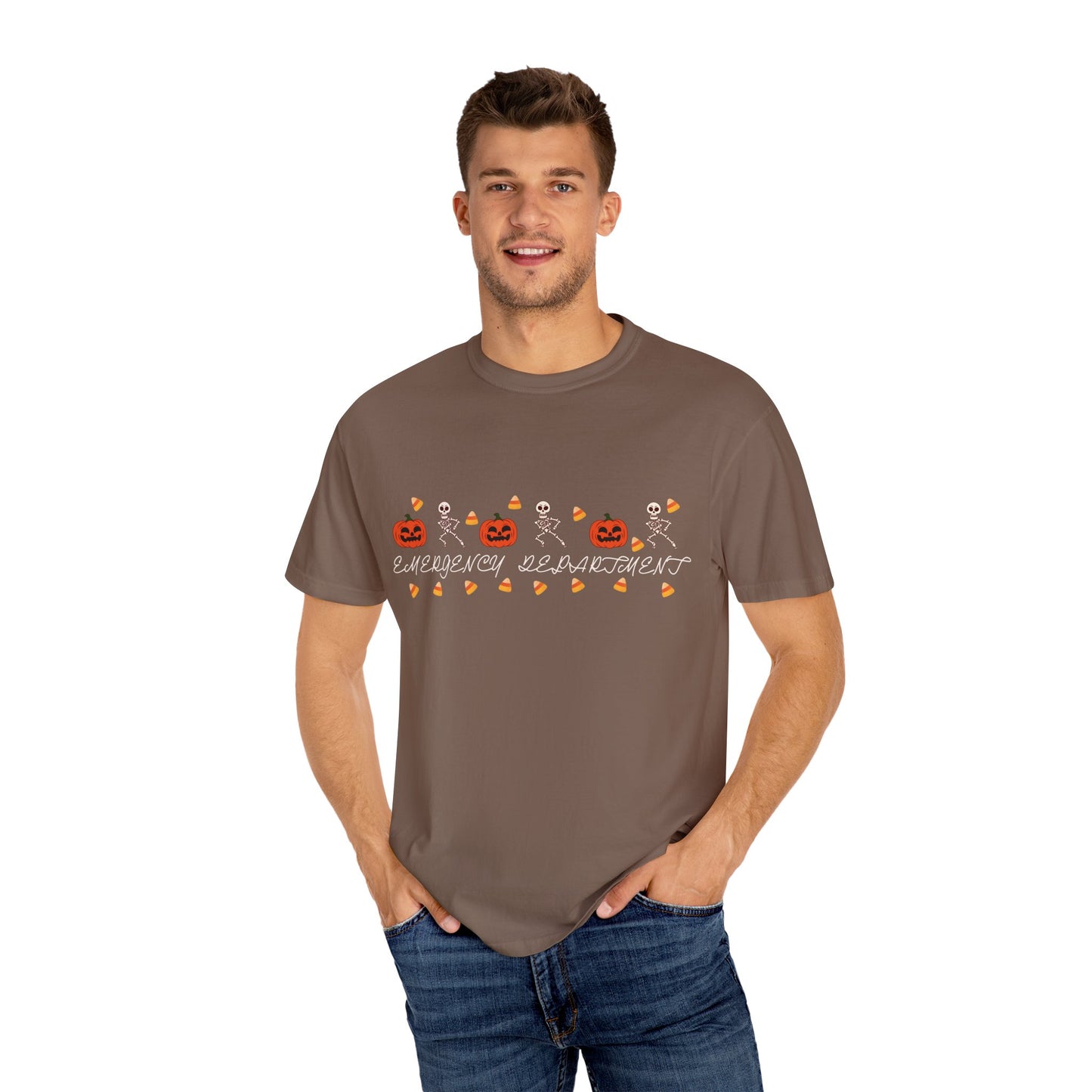 Comfort Colors® “Emergency Department” Skeleton & Pumpkin Tee