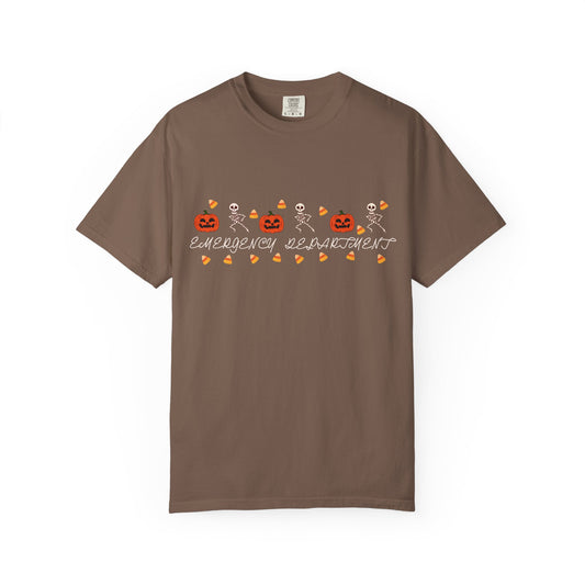 Comfort Colors® “Emergency Department” Skeleton & Pumpkin Tee